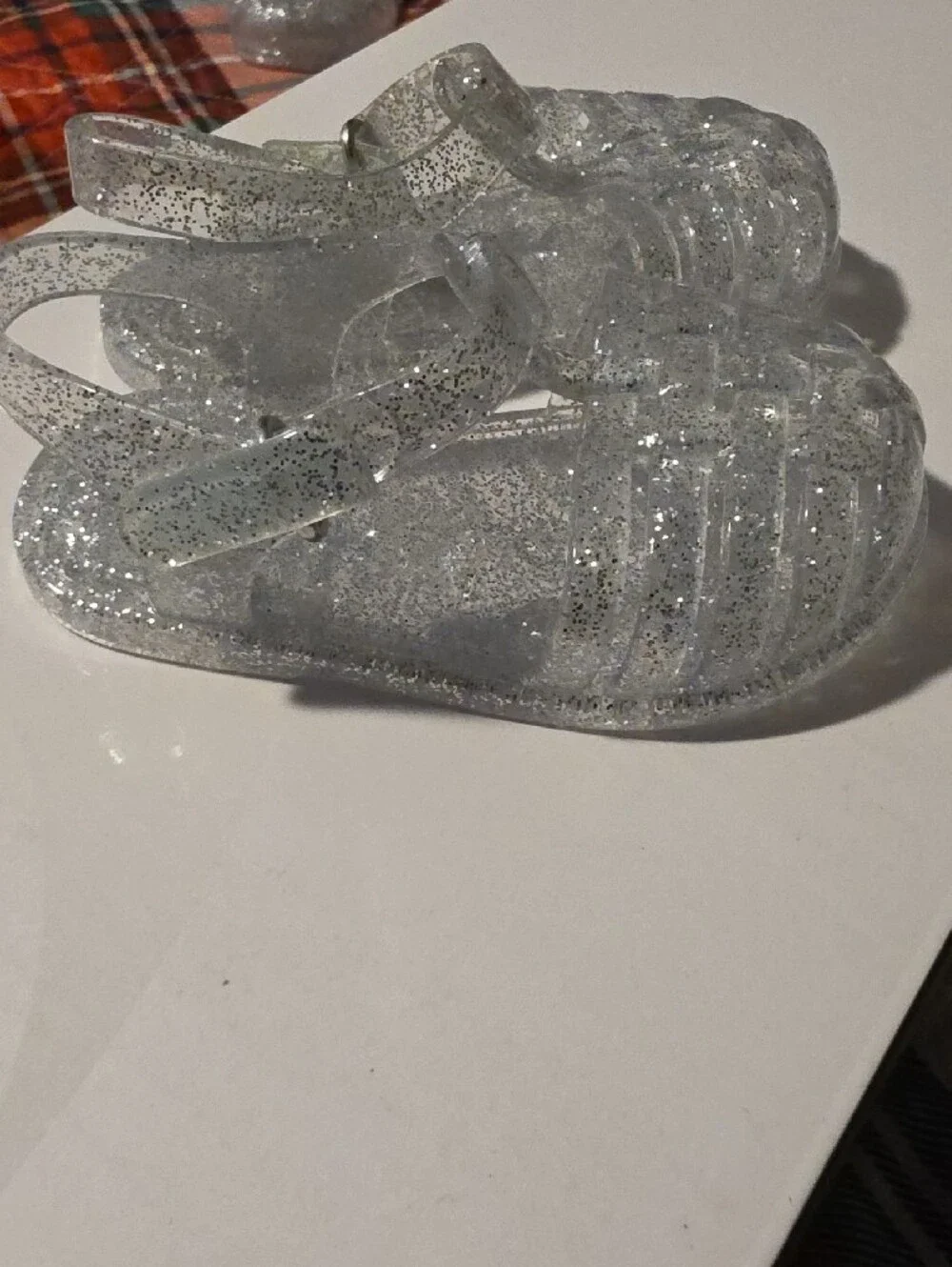 Old Navy Kids Clear Glitter Jelly Sandals - Silver Sparkle